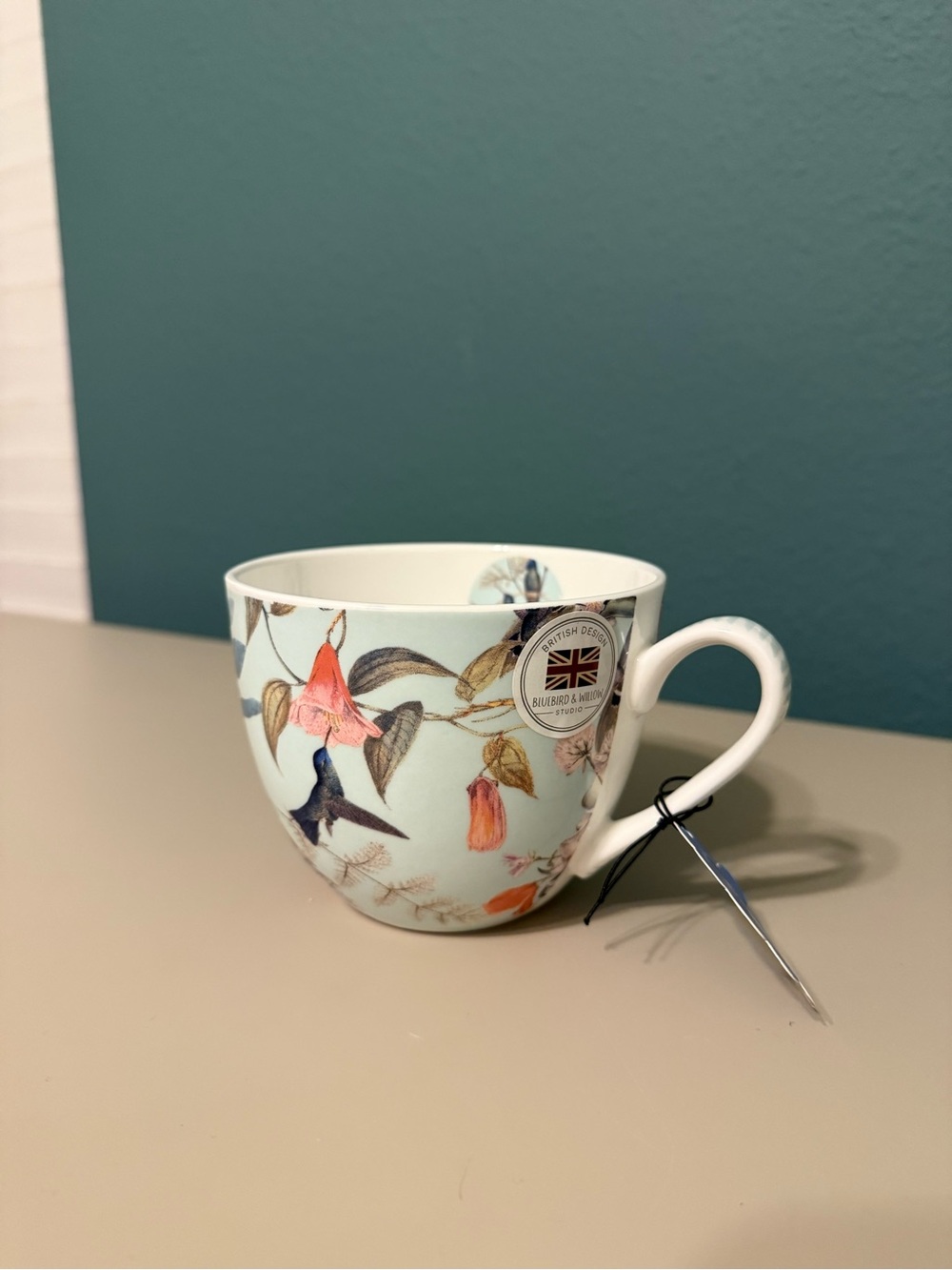 BLUEBIRD AND WILLOW Birds And Floral Bone China Jumbo Cup